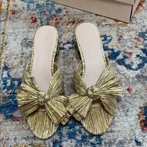 Loeffler Emilia Pleated Knot Sandal Gold
